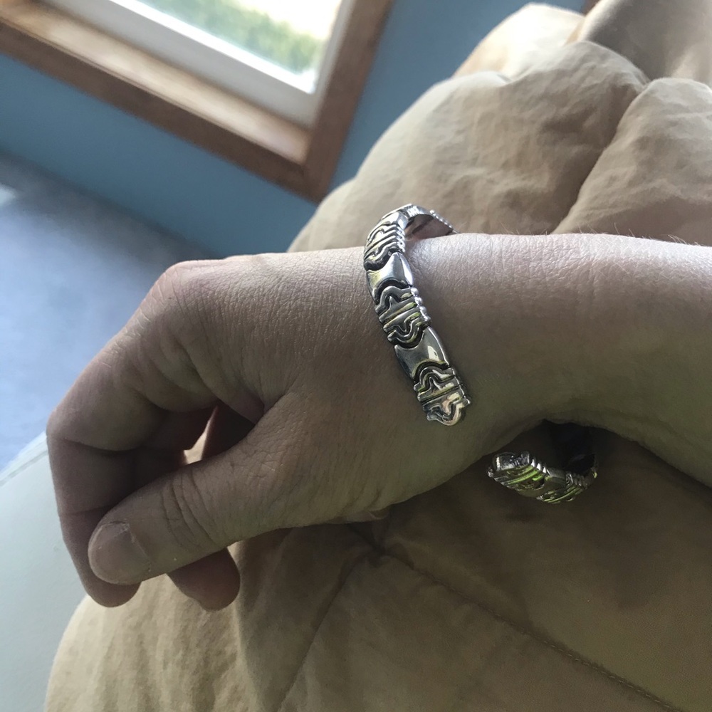 Unique Silver Segmented Bangle - image 2